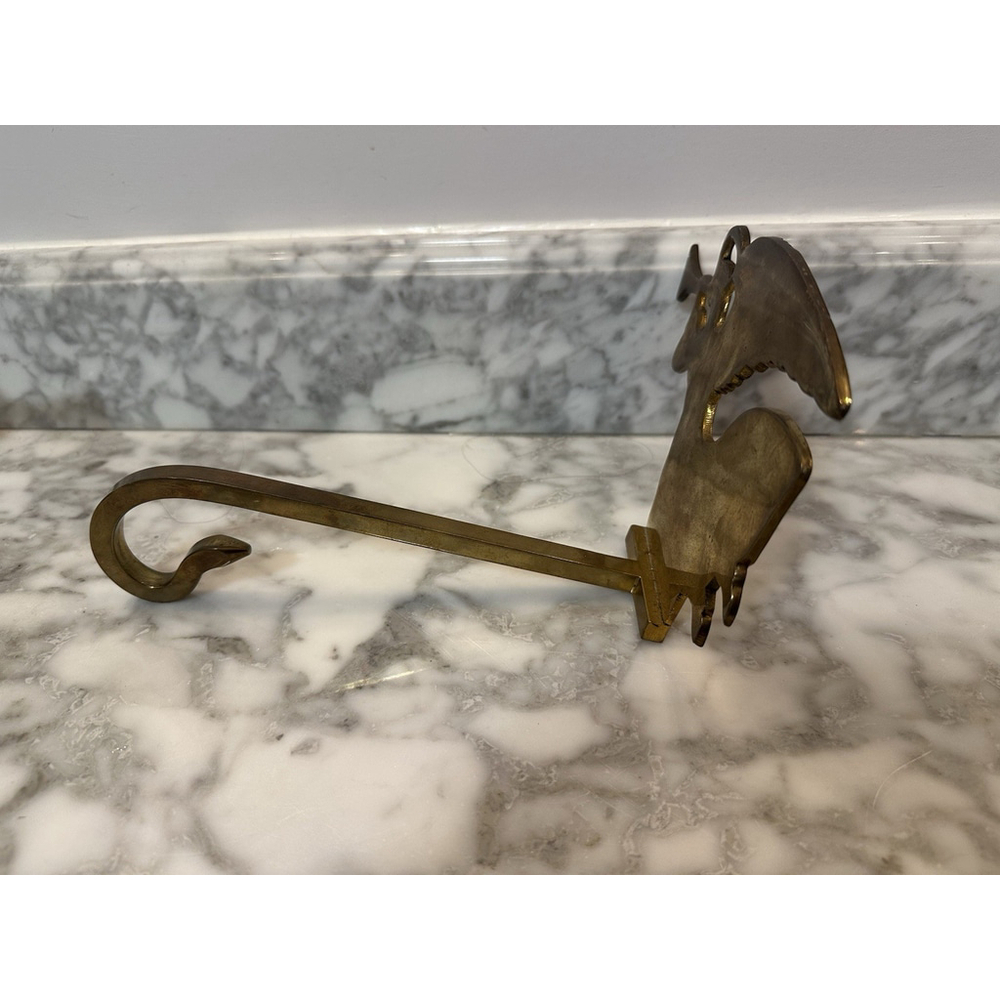 2 Solid Brass Angel Stocking Holder Mantel Long Arm Gold Heavy India - Picture 5 of 8
